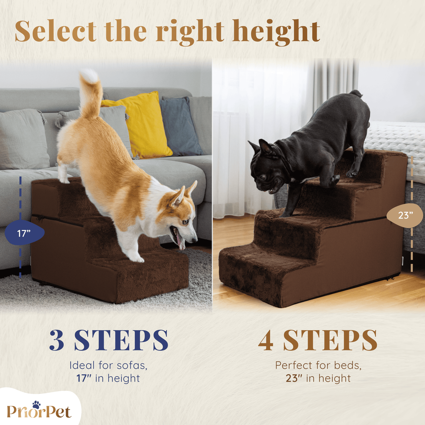Escaleras de perro para sofá-3 pasos