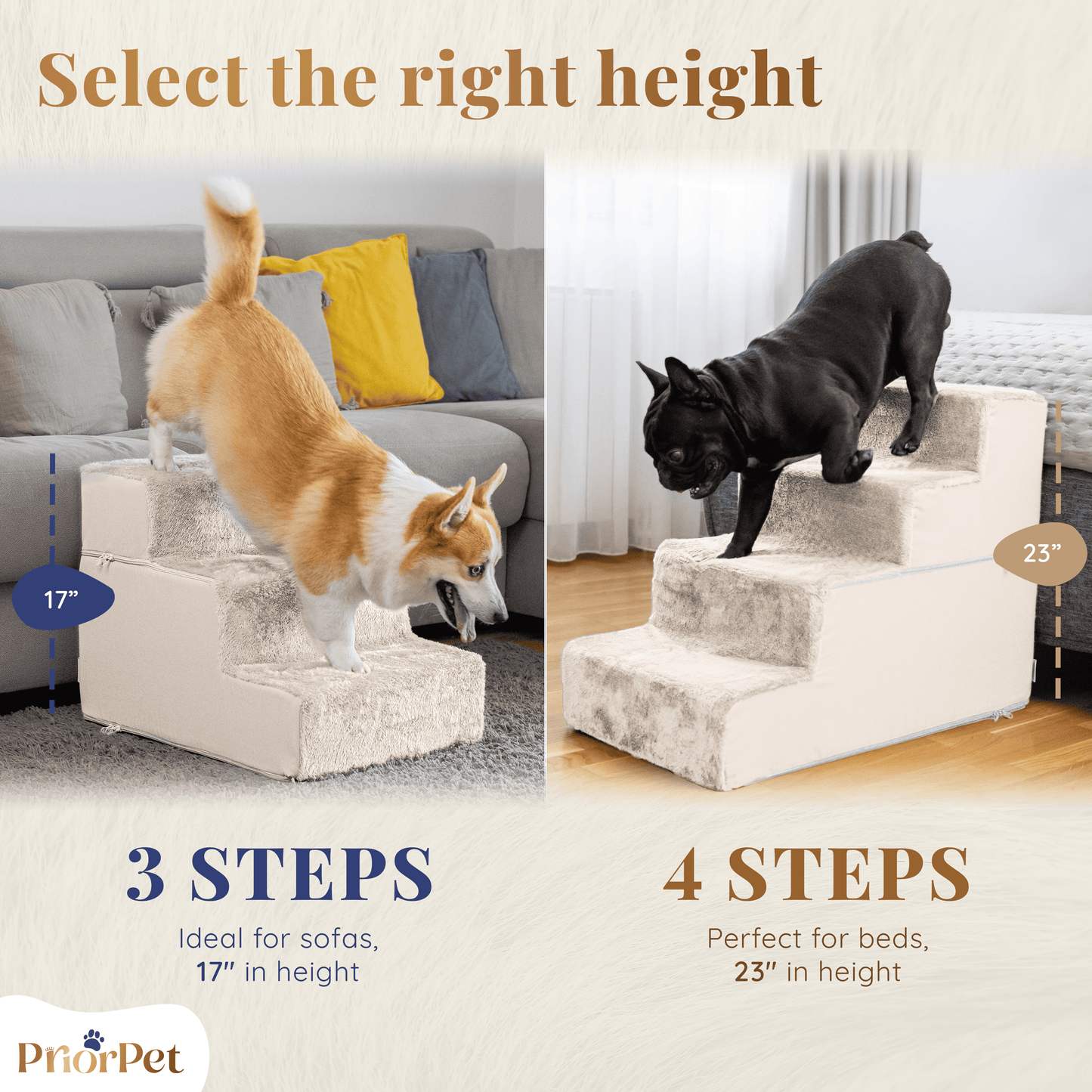 Escaleras de perro para sofá-3 pasos
