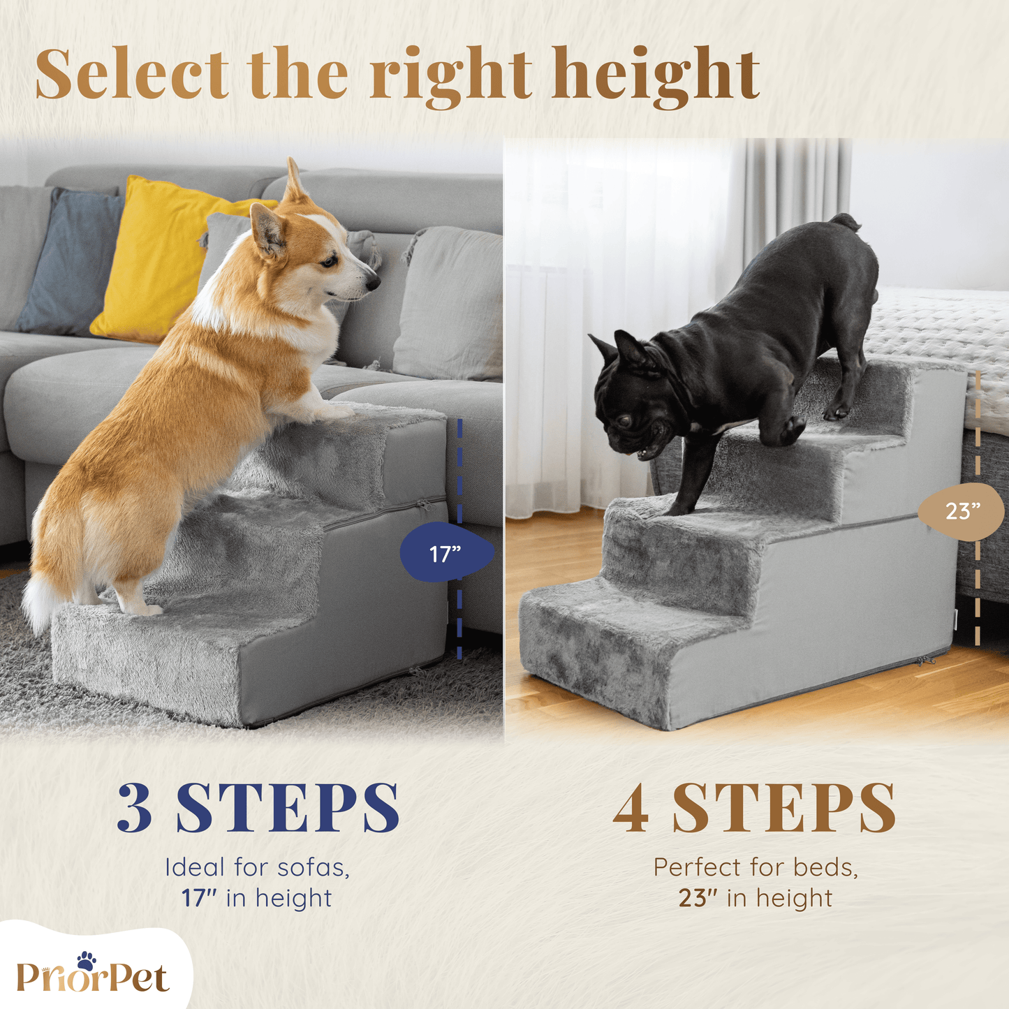 Escaleras de perro para sofá-3 pasos