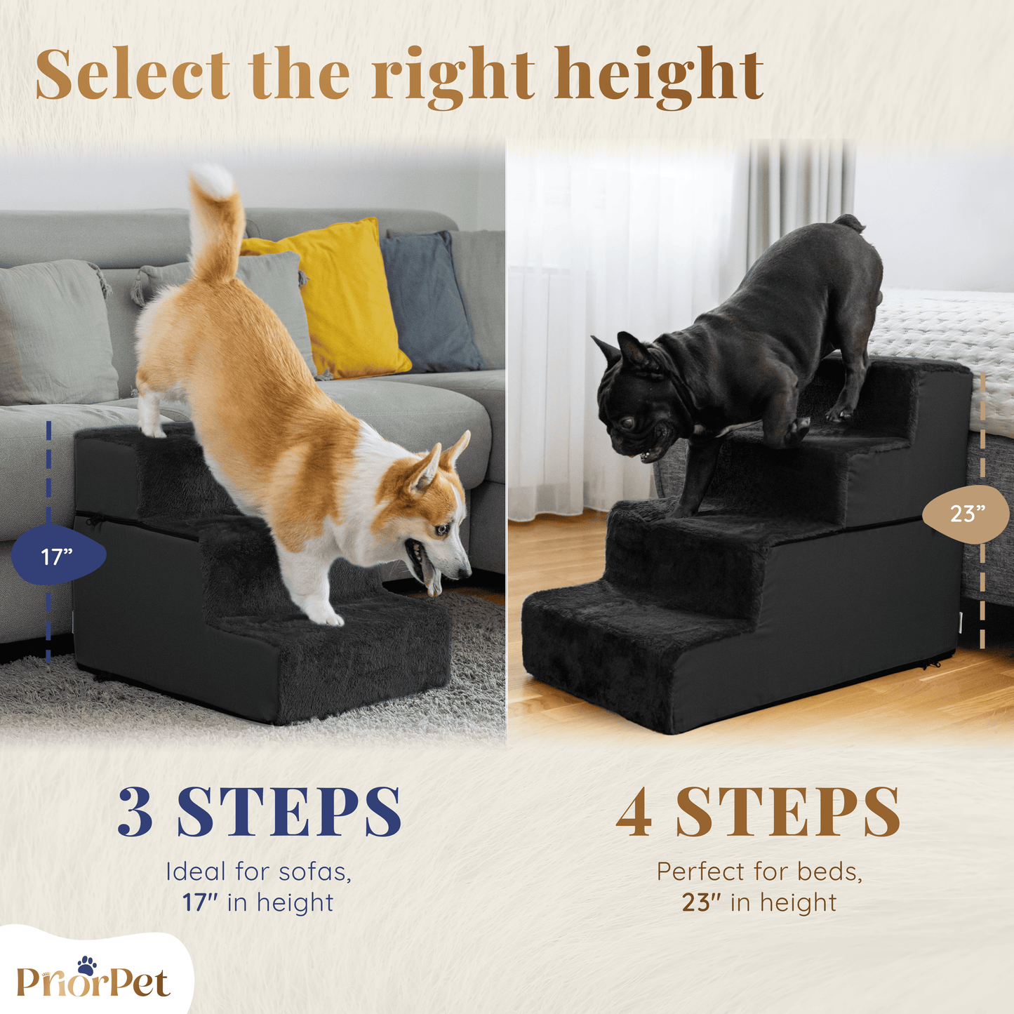 Escaleras de perro para sofá-3 pasos