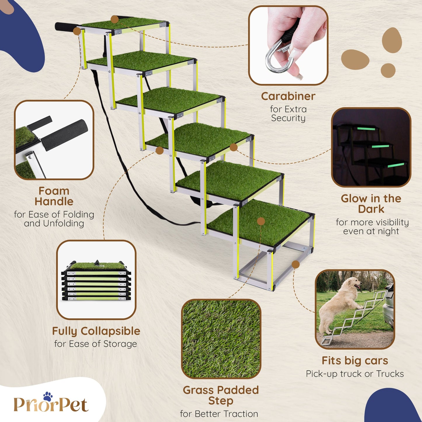 Escaleras para perros de 6 escalones para exteriores