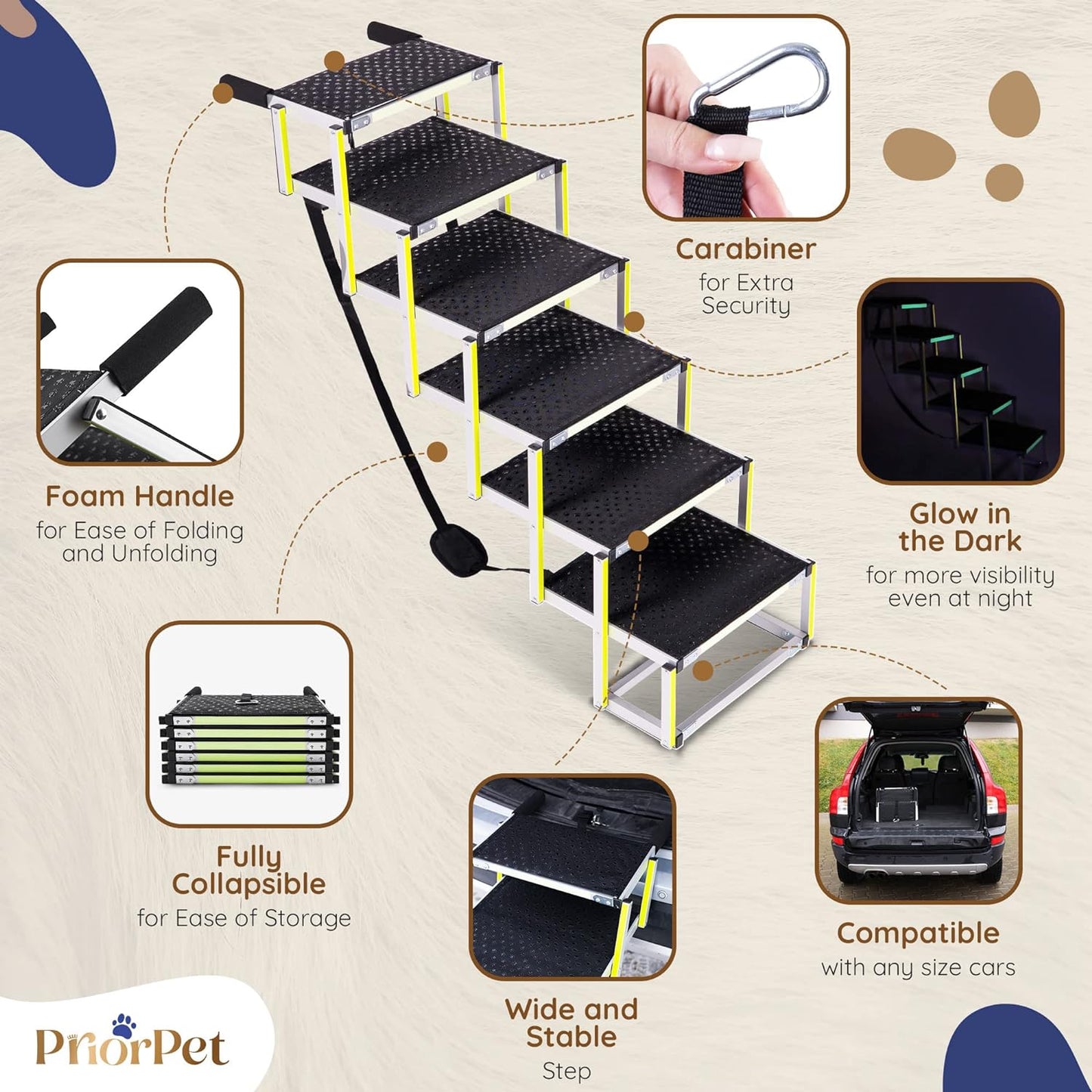 Escaleras para perros de 6 escalones para exteriores