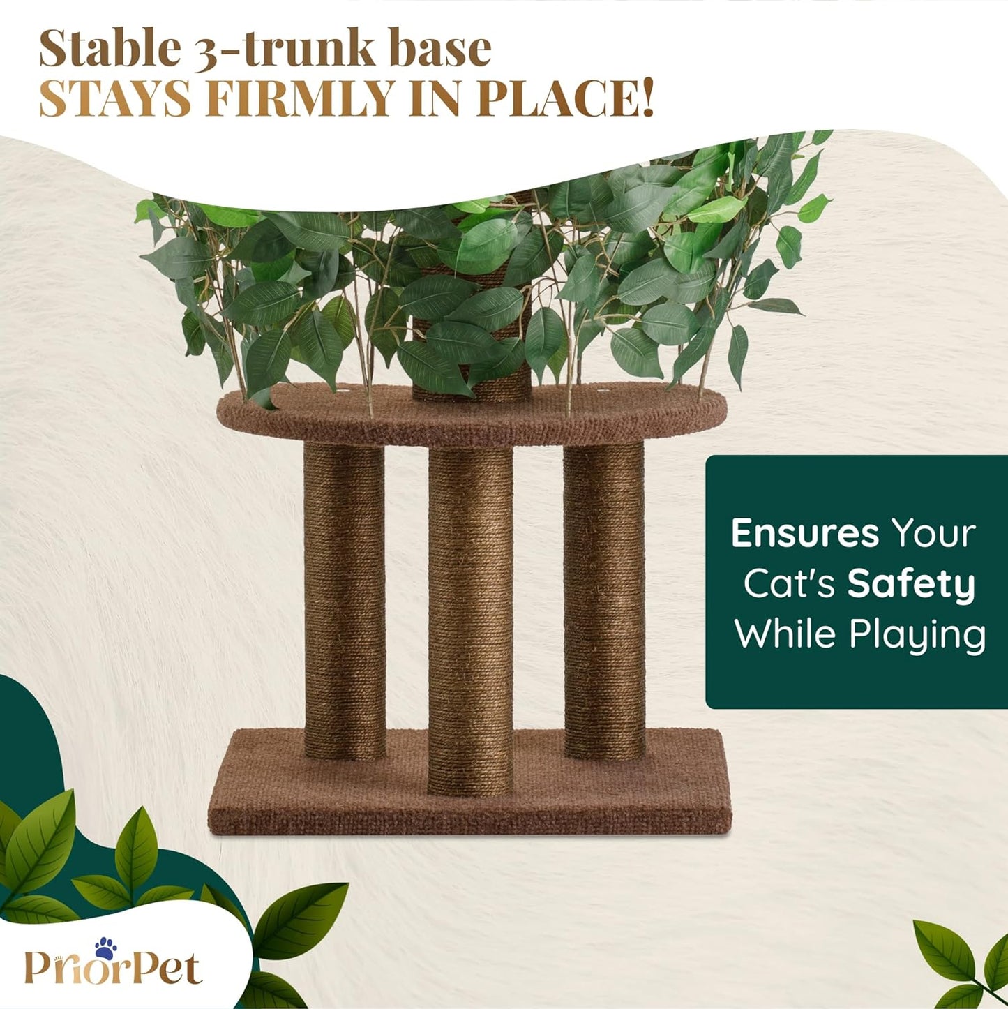 Árbol de juego para gatos con hojas