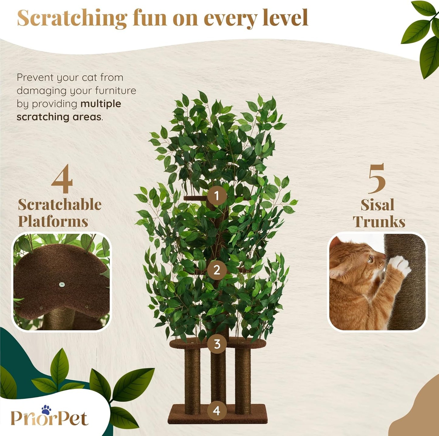 Katzenspielbaum mit Blättern