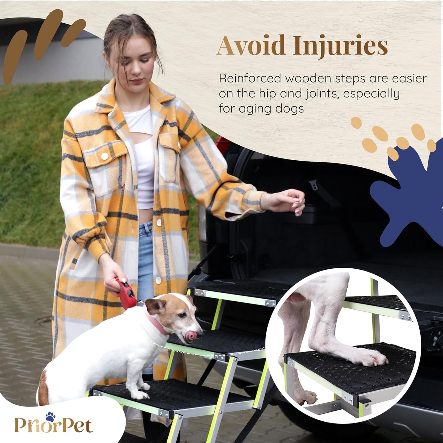 4 Steps Wide Outdoor Dog Stairs