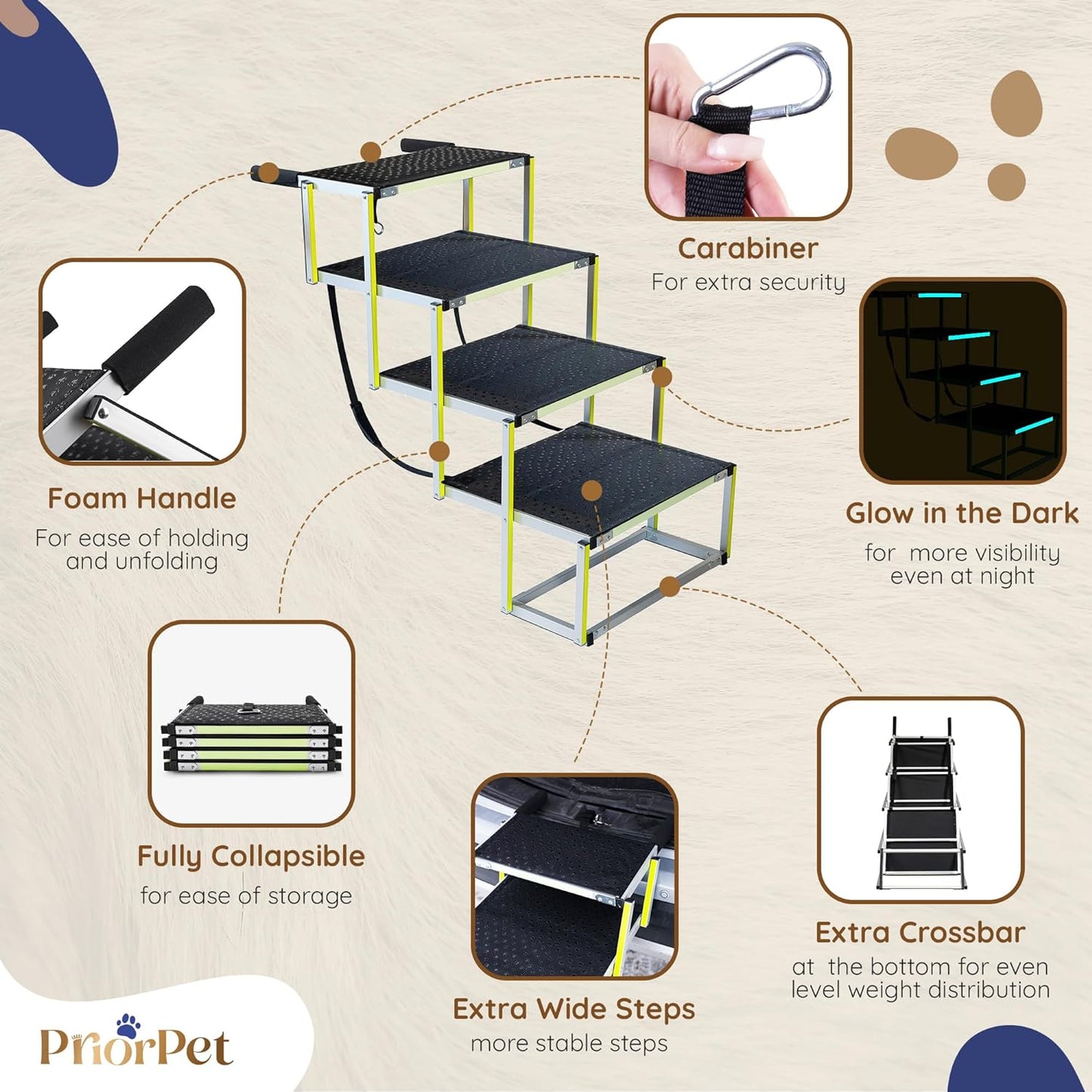 4 Steps Wide Outdoor Dog Stairs