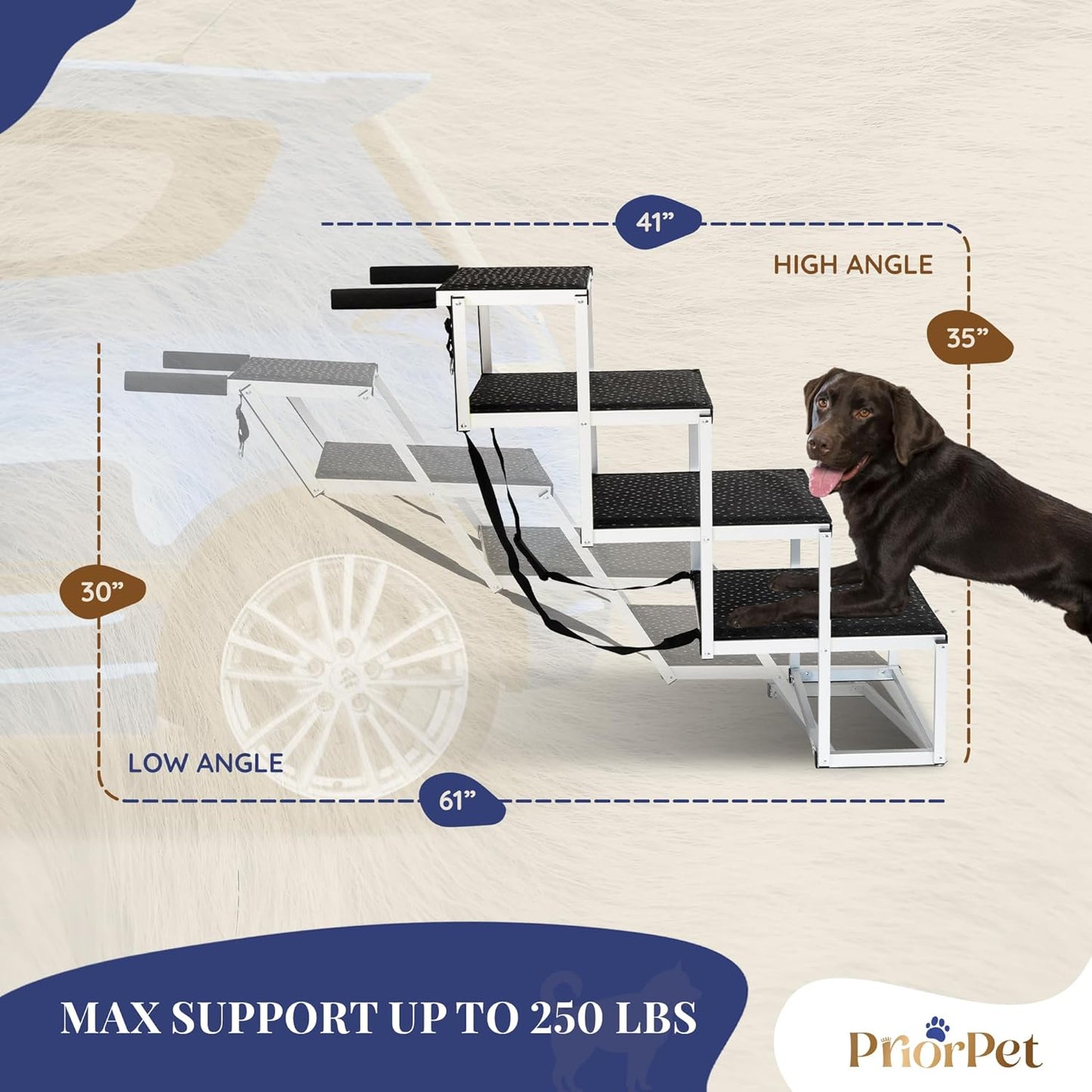 4 Steps Wide Outdoor Dog Stairs
