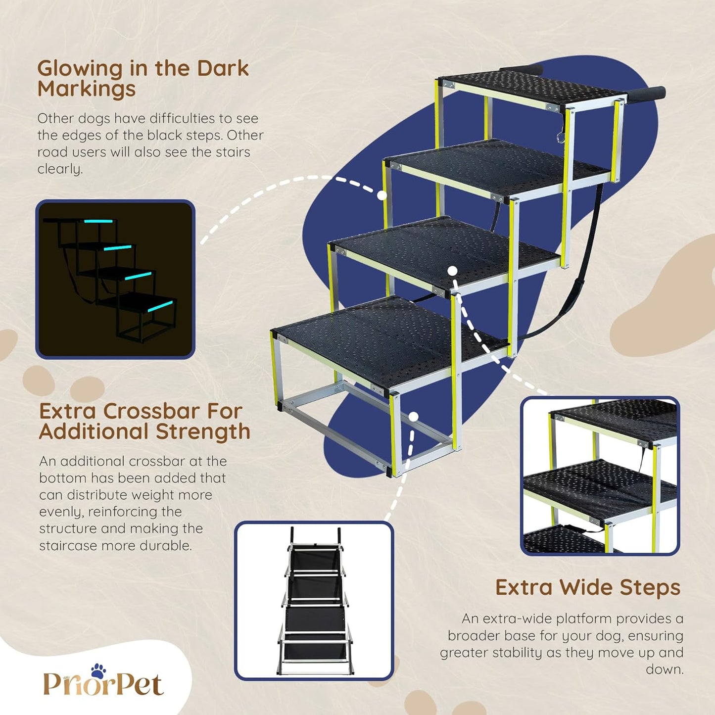 4 Steps Wide Outdoor Dog Stairs