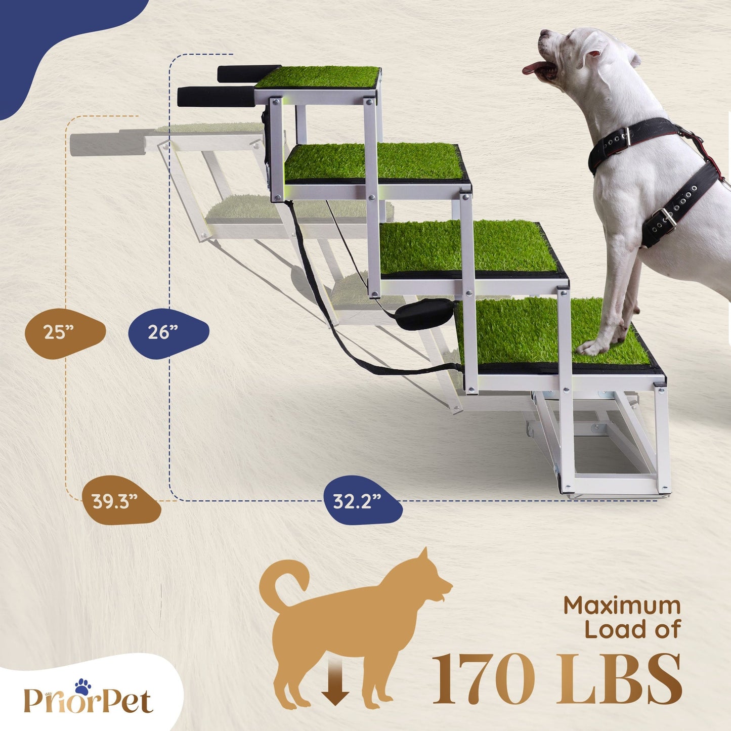 Escaleras para perros de 4 escalones para exteriores, usadas como nuevas