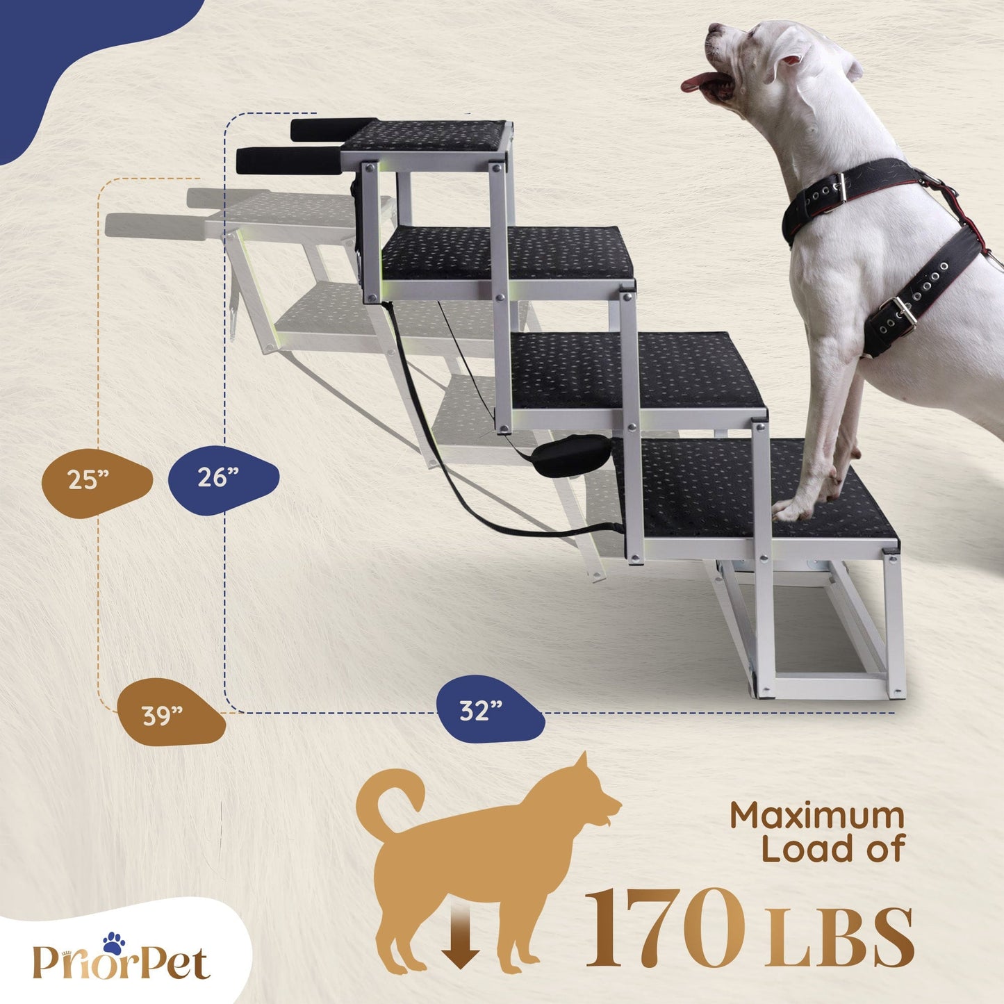 Escaleras para perros de 4 escalones para exteriores, usadas como nuevas