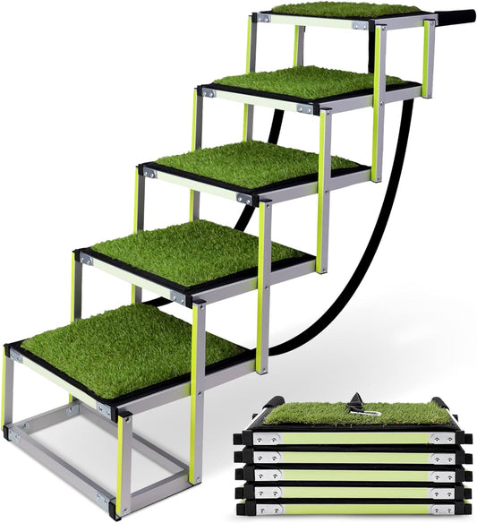 5 Steps Outdoor Dog Stairs Grass - Non-Flat Base