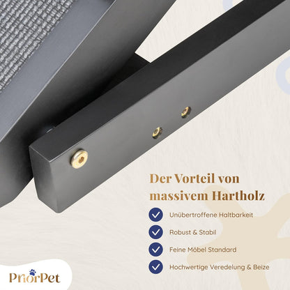 Hunderampe Bett mit Sicherheitsgeländer - Für Große Hunde bis zu 90 kg - Höhenverstellbare hundetreppe für Betten bis zu 94.5cm - Breite 49,5 cm - Klappbar - Anti-Rutsch-Griff - Birkenholz