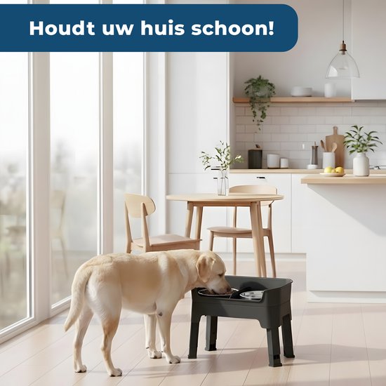 Verhoogde voerbak hond met standaard – dubbele hondenvoerbak RVS – stabiele hondenvoerbak – voerbak hond verhoogd – voerbak hond met standaard