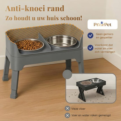 Verhoogde voerbak hond met standaard – dubbele hondenvoerbak RVS – stabiele hondenvoerbak – voerbak hond verhoogd – voerbak hond met standaard