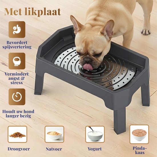 Verhoogde voerbak hond met standaard – dubbele hondenvoerbak RVS – stabiele hondenvoerbak – voerbak hond verhoogd – voerbak hond met standaard