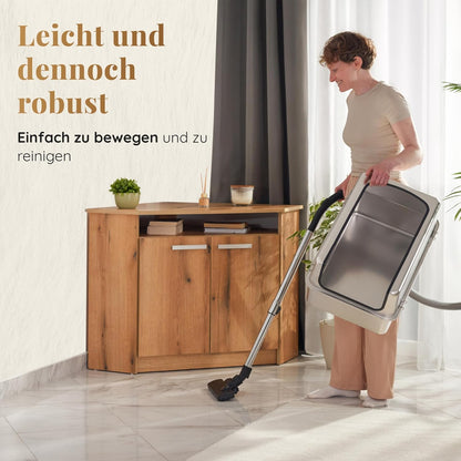 Katzenklo Edelstahl XXL – Leicht zu Reinigen, Geruchsresistent – Katzentoilette Edelstahl mit hohem Rand – 38L Fassungsvermögen – Auslaufsicher und Antihaftbeschichtet – Mit Schaufel & Matte