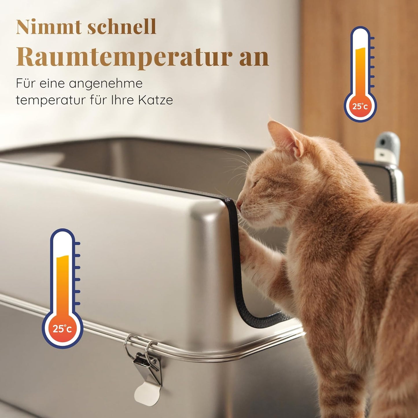 Katzenklo Edelstahl XXL – Leicht zu Reinigen, Geruchsresistent – Katzentoilette Edelstahl mit hohem Rand – 38L Fassungsvermögen – Auslaufsicher und Antihaftbeschichtet – Mit Schaufel & Matte