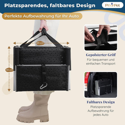 Hundetreppe Auto Klappbar – 4, 5 oder 6 Stufen für niedrige bis hohe Kofferraumhöhen (63–81 cm) – Für Kleinwagen, Kombi & SUV – Einstiegshilfe für große Hunde ohne Springen, Alternative zur Hunderampe
