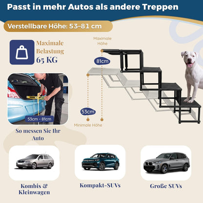 Klappbare Hundetreppe fürs Auto – 53–81 cm, bis 65 kg