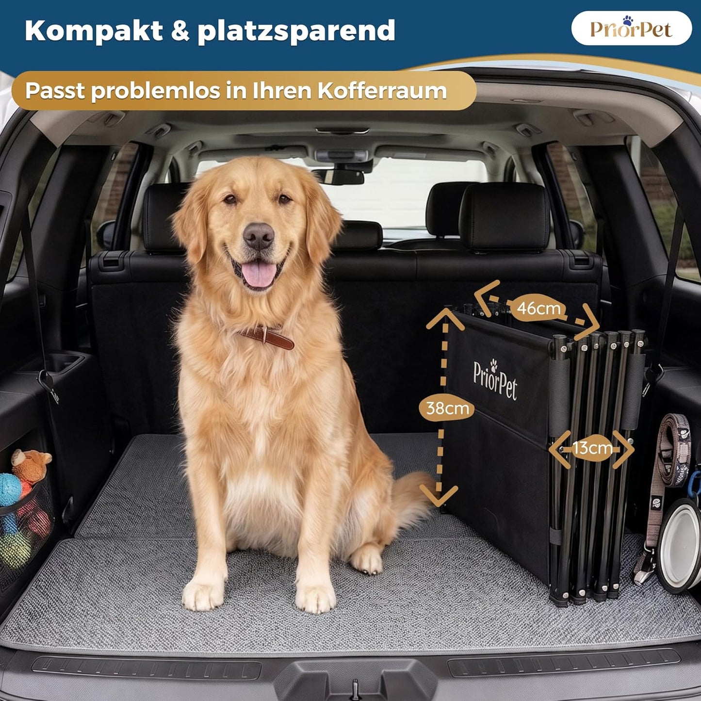 Klappbare Hundetreppe fürs Auto – 53–81 cm, bis 65 kg