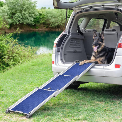 Hunderampe Auto Klappbar. Stabile Teleskop Rampe 90kg Belastbarkeit.