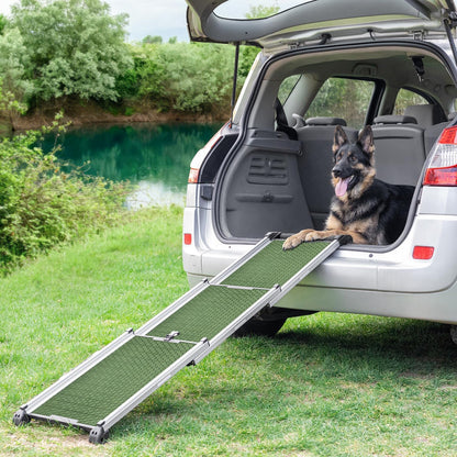 Hunderampe Auto Klappbar. Stabile Teleskop Rampe 90kg Belastbarkeit.