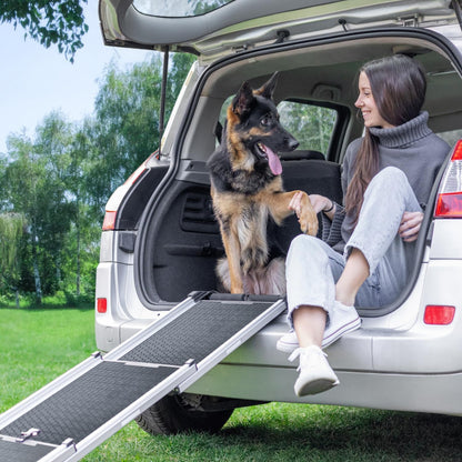 Hunderampe Auto Klappbar. Stabile Teleskop Rampe 90kg Belastbarkeit.