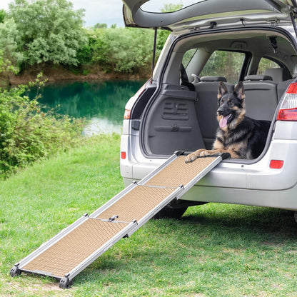 Hunderampe Auto Klappbar. Stabile Teleskop Rampe 90kg Belastbarkeit.
