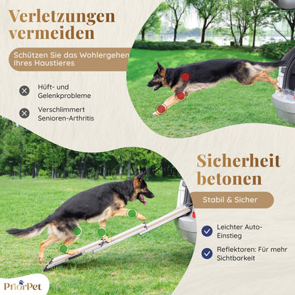 Hunderampe Auto Klappbar. Stabile Teleskop Rampe 90kg Belastbarkeit.
